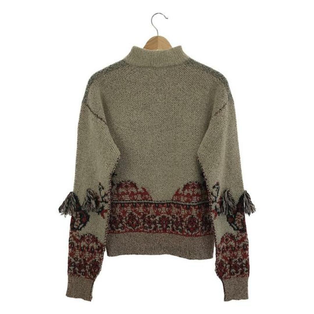 TOGA PULLA / トーガプルラ | Rug jacquard knit pullover ラグ ジャガード フリンジ ニット プルオーバー | 36 | グレージュ/レッド | レディース レディースのトップス(ニット/セーター)の商品写真