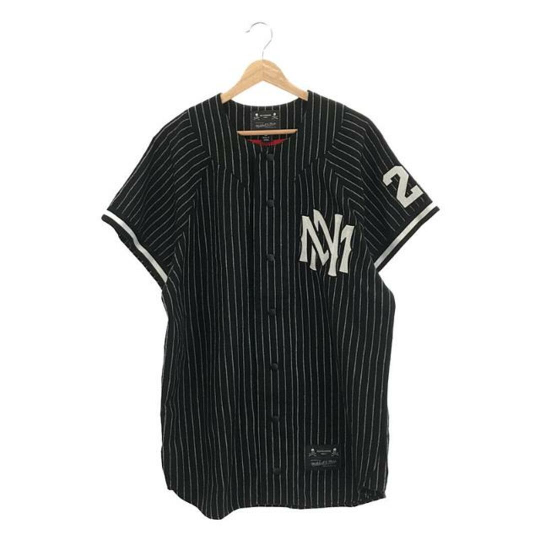 【新品】 mastermind JAPAN / マスターマインドジャパン | × MITCHELL&NESS AUTHENTIC WOOL  JERSEY / ストライプ ベースボール シャツ | L | Black | メンズ | フリマアプリ ラクマ