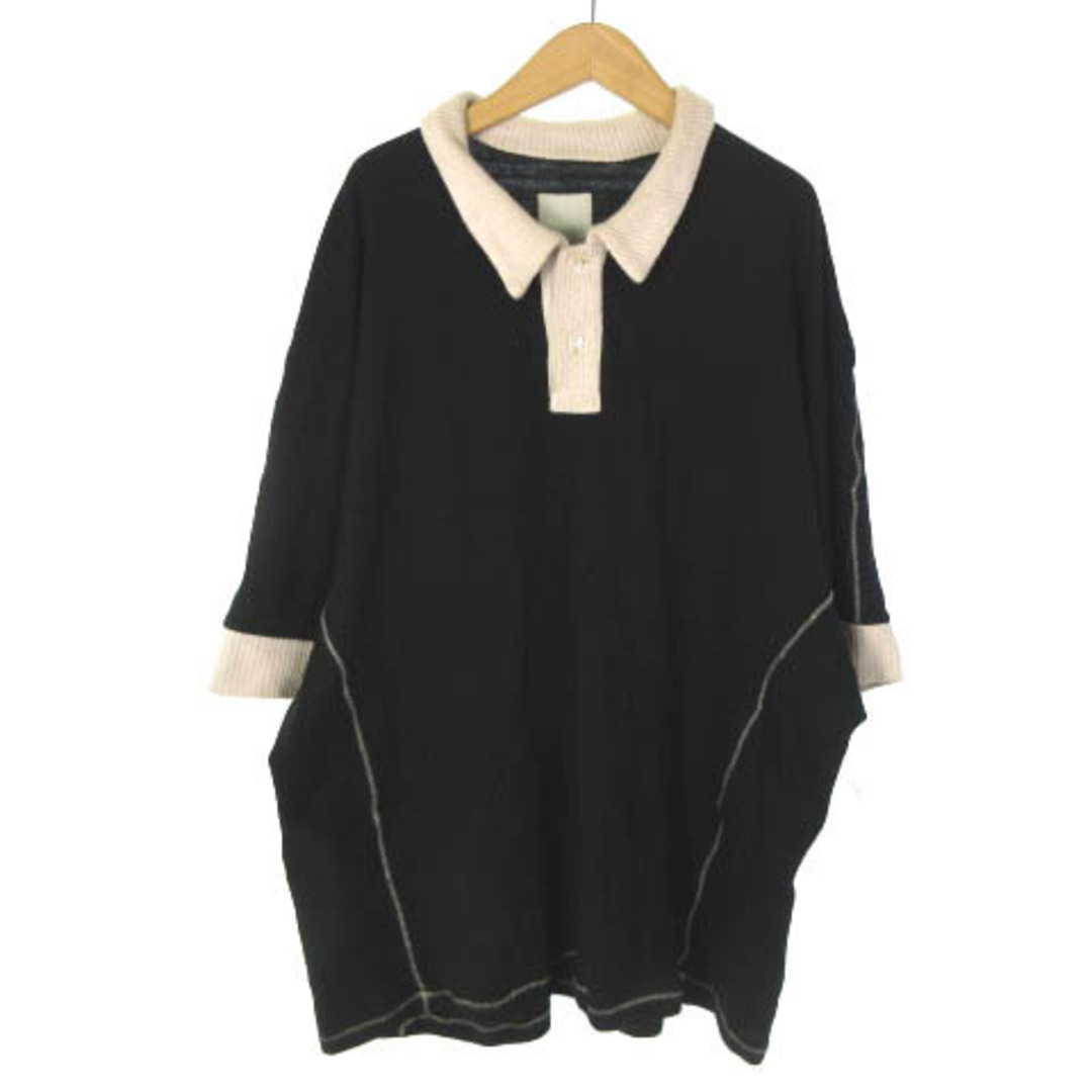 キャトルズ Knit polo shirt ニット ポロシャツ ブラック 黒 2