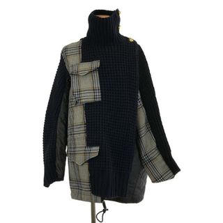 サカイ(sacai)の【美品】  sacai / サカイ | 異素材 再構築 ドッキング ニット キルティング ジャケット | 2 | ブラック | レディース(その他)