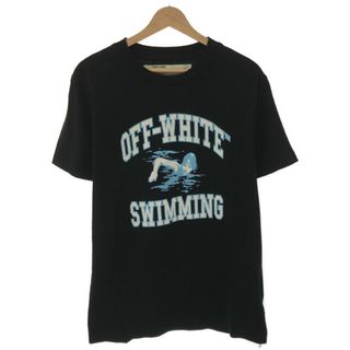 OFF-WHITE オフホワイト バックバイアスラバープリント クルーネック半袖Tシャツ ブルー OMAA038F22JER001