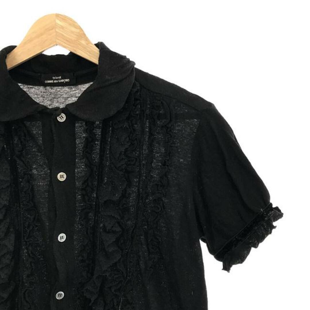 tricot COMME des GARCONS / トリココムデギャルソン | 2005AW | 丸襟 レース フリル ピンタック 半袖シャツ | ブラック | レディース 1