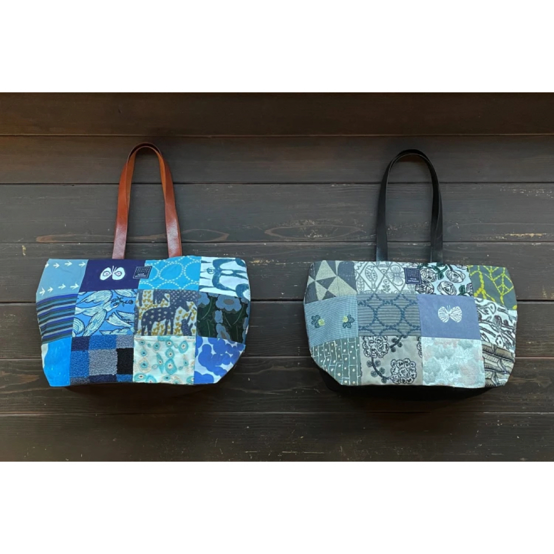 限定　ミナペルホネン　ピースバッグ ブルー piece bag blue mix