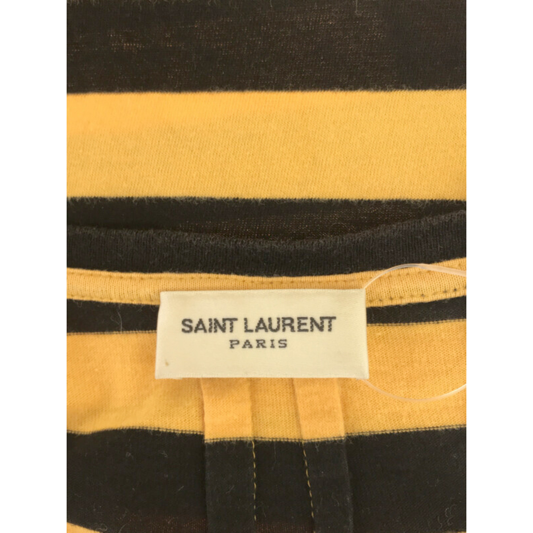 SAINT LAURENT PARIS サンローラン パリ 14SS フレンチスリーブ ボーダーポケットTシャツ イエローブラック S