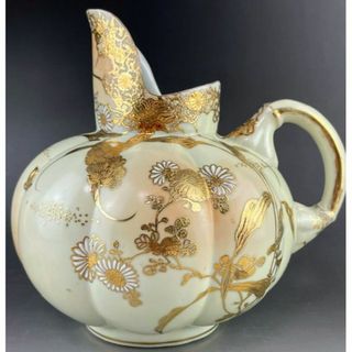 ノリタケ(Noritake)の【希少】オールドニッポン 19.4㎝ 蝶菊図 水差し 花瓶 モールド 金盛り(花瓶)