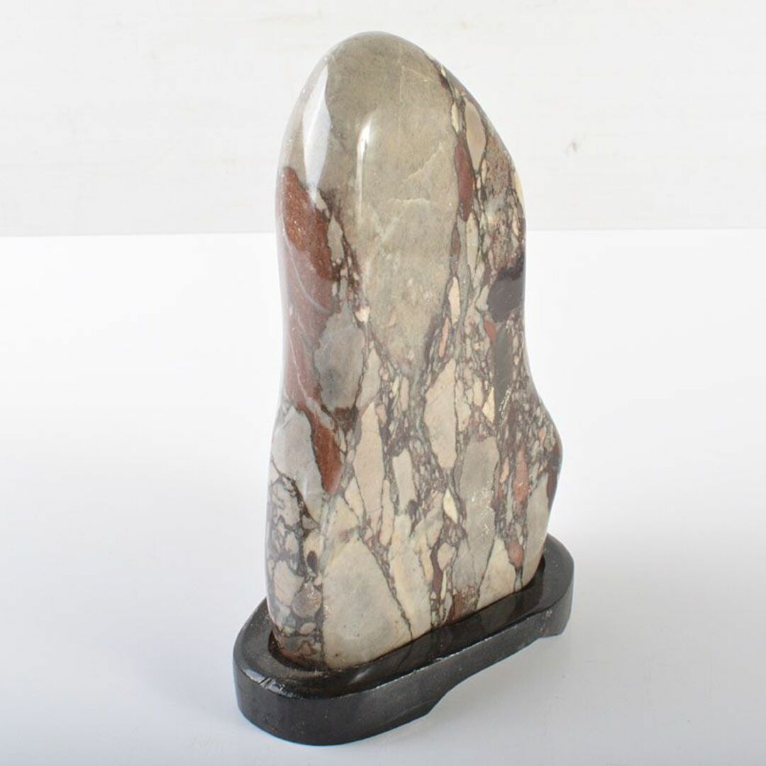 天然石　鑑賞石　孔雀石　マラカイト　置物　重さ約362g　唐木台　D　R4652