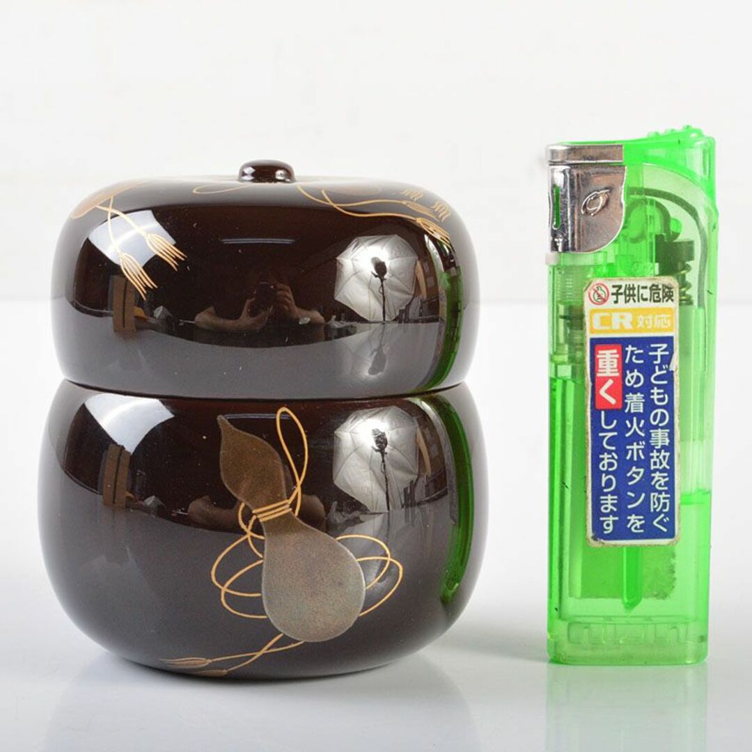 茶道具 輪島塗 蒔絵師 池端秀斉作 瓢蒔絵 瓢茶器 共箱 V R6350 茶道具 輪島塗 蒔絵師 池端秀斉作 瓢蒔絵 瓢茶器 共箱 V R6350