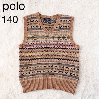 ポロラルフローレン(POLO RALPH LAUREN)の【美品】ポロバイラルフローレン　ベスト　綿✖️カシミヤ　ブラウン系　キッズ　(ジャケット/上着)