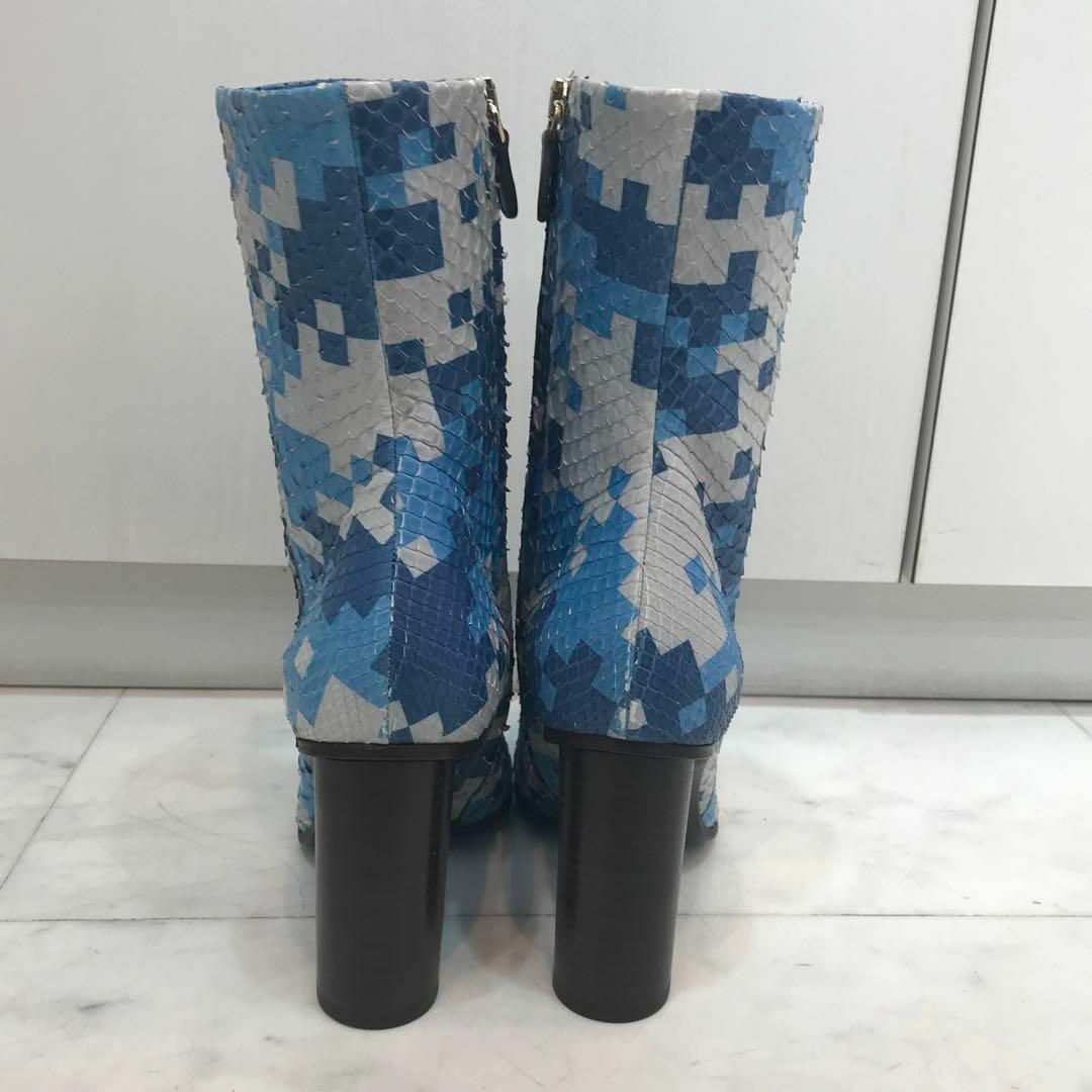 ☆未使用品☆ANYA HINDMARCH ブーツ パイソン ブルーxホワイト ☆未使用品☆ANYA HINDMARCH ブーツ パイソン ブルーxホワイト