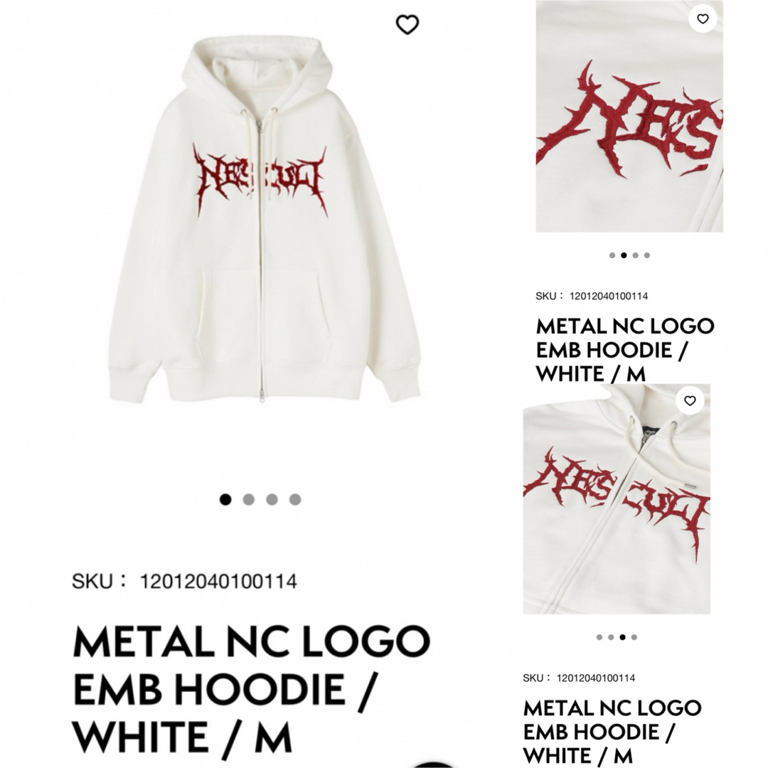 【新品未使用タグ付】nescult パーカーMETAL LOGO  ホワイト M