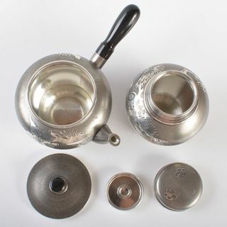 乾茂號造 茶托 本錫 茶筒セット売り 537g