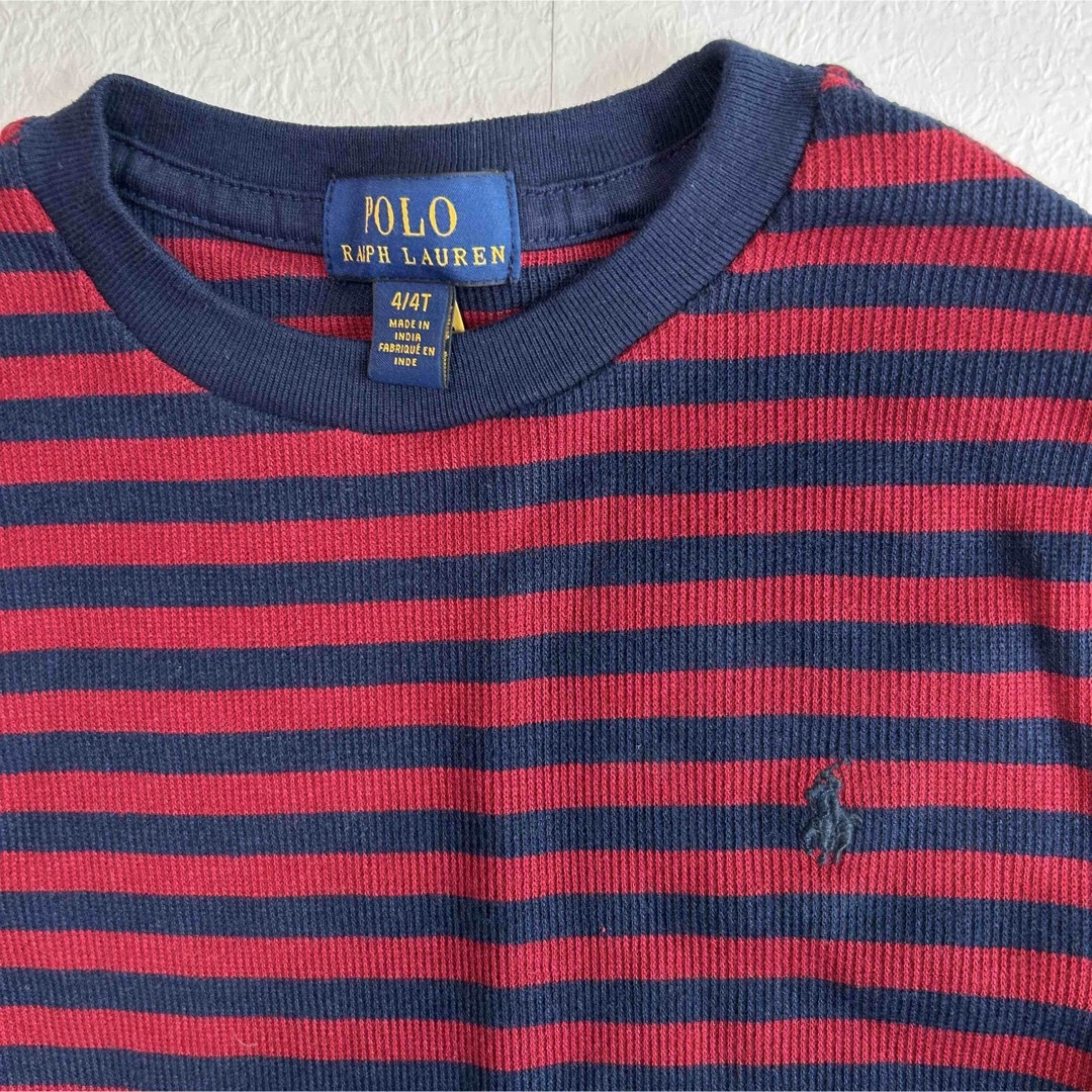 POLO RALPH LAUREN(ポロラルフローレン)の訳あり◆ラスト1点◆ラルフローレン ボーイズストライプワッフルT 4/110 キッズ/ベビー/マタニティのキッズ服男の子用(90cm~)(Tシャツ/カットソー)の商品写真