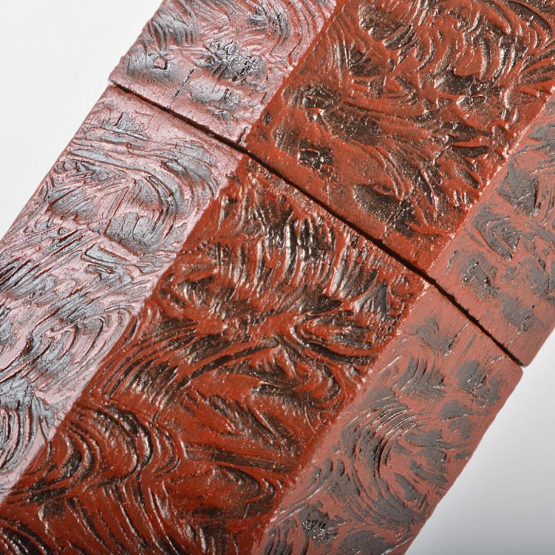 山中塗 塗師 前端峰春作 錆塗八角莨入 煙草入 共布共箱 V R6369 山中塗 塗師 前端峰春作 錆塗八角莨入 煙草入 共布共箱 V R6369