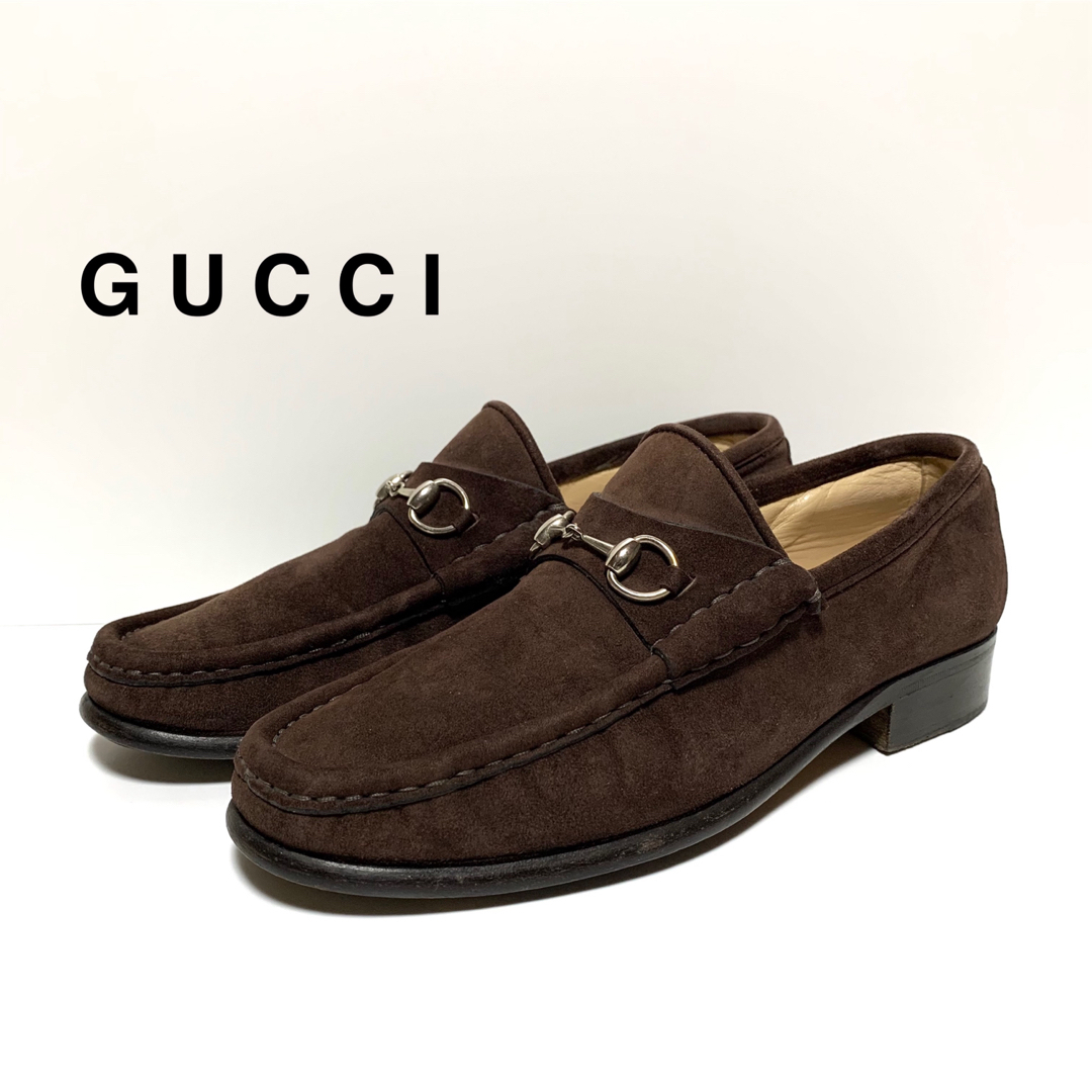 Gucci   良品 グッチ スエードレザー ホースビット ローファー