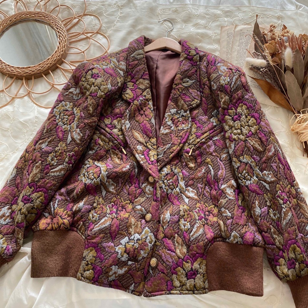 vintageヴィンテージレトロゴブラン花柄刺繍コート