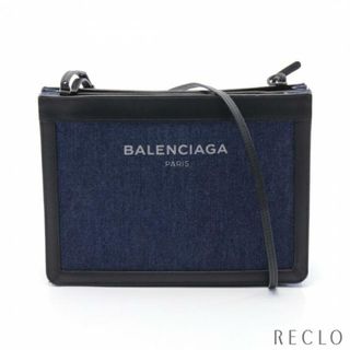 バレンシアガ(Balenciaga)のネイビー ポシェット ショルダーバッグ デニム レザー ネイビー ブラック(ショルダーバッグ)