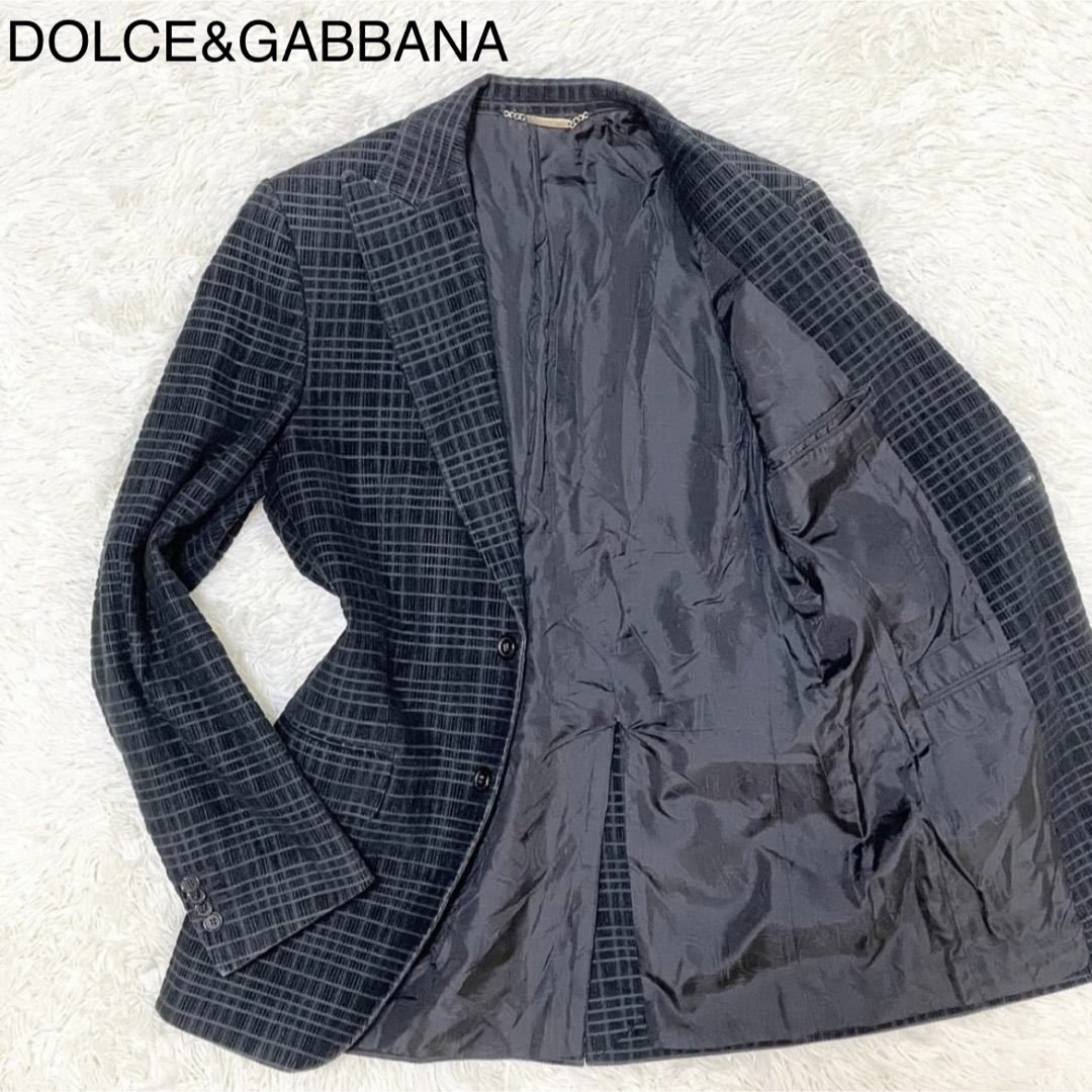 DOLCE&GABBANA【圧倒的な裏地 美品】テーラードジャケット 黒 M位