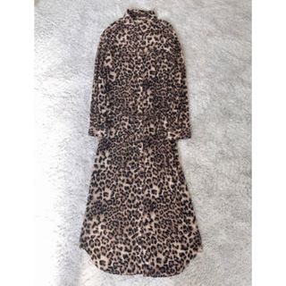 レオパード柄ロングシャツワンピース マキシ丈 ロングシャツ 綿シャツ 派手好き(シャツ/ブラウス(長袖/七分))