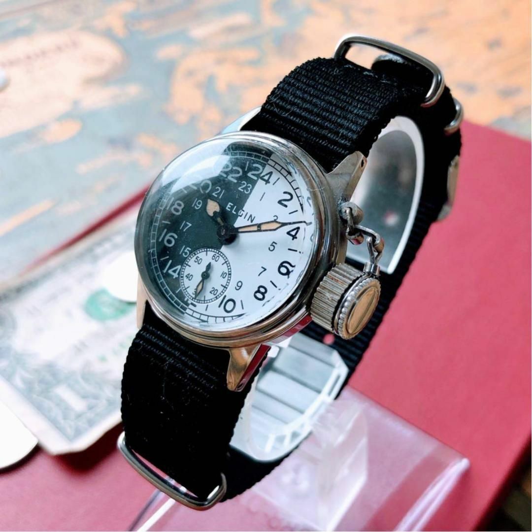 #2772【人気のミリタリー】メンズ 腕時計 エルジン WW2 動作品 手巻