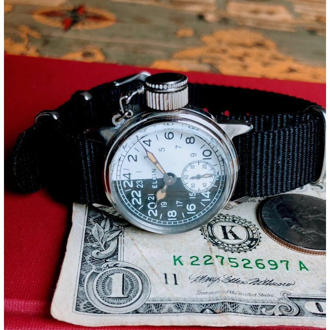 #2772【人気のミリタリー】メンズ 腕時計 エルジン WW2 動作品 手巻