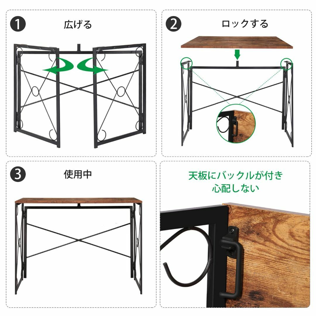 【色: b)チークブラウン】VECELO 折り畳みデスク 机 pcデスク つくえ