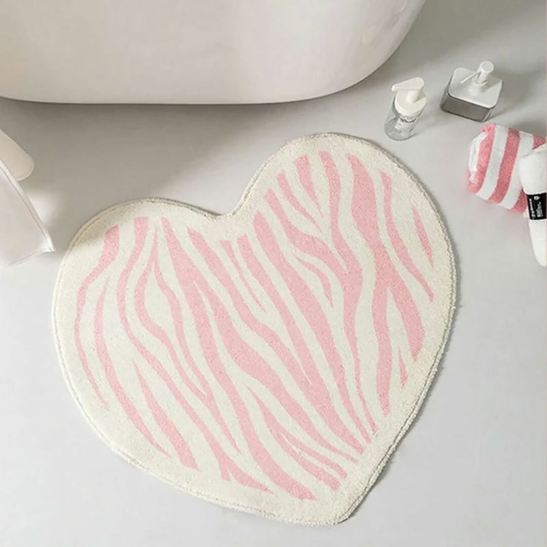 ピンク ハート ドアマット 40×40cm ゼブラ柄 かわいい おしゃれ ピンク ハート ドアマット 40×40cm ゼブラ柄 かわいい おしゃれ