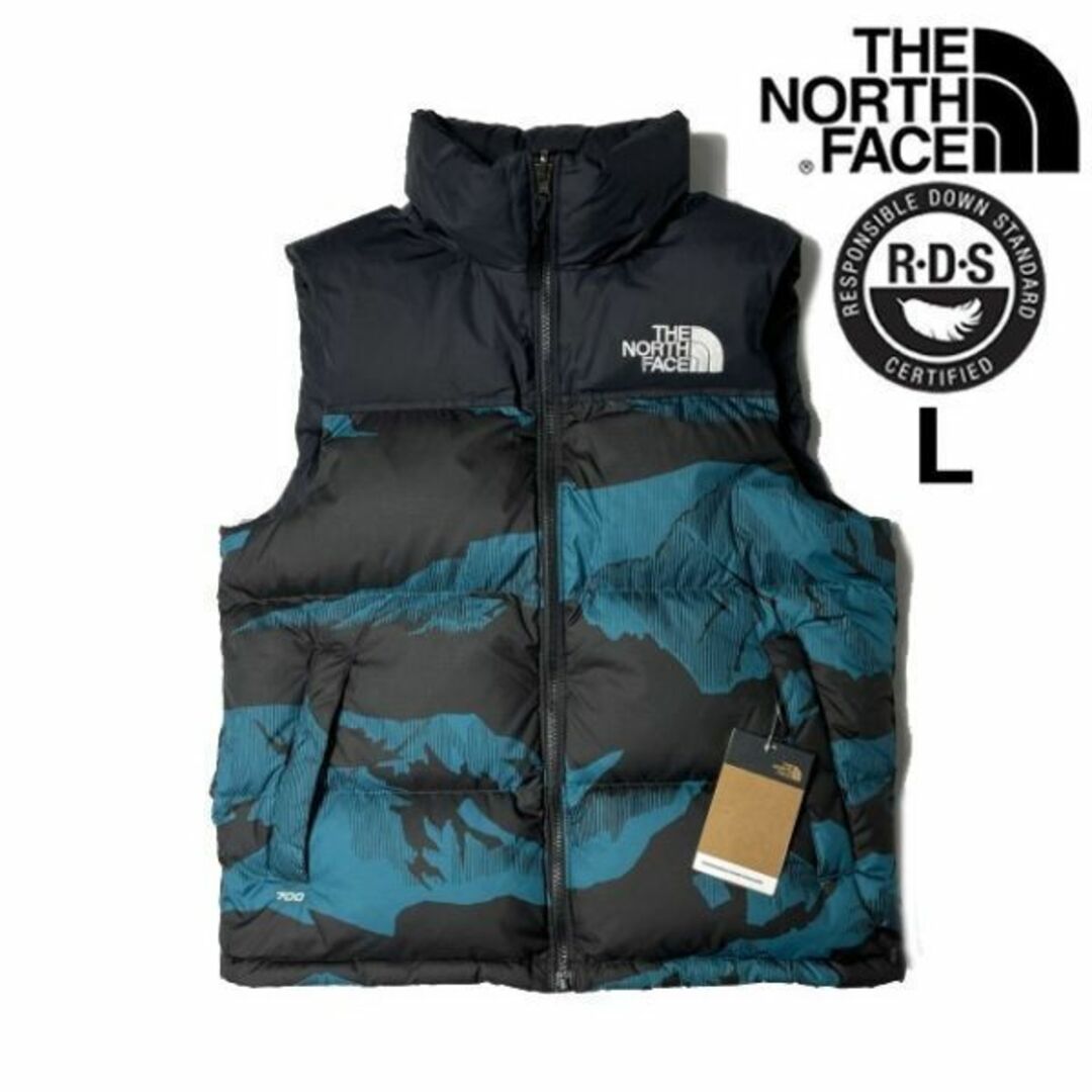 THE NORTH FACE(ザノースフェイス)のノースフェイス ダウンベスト US限定 RDS(L)青 総柄 190122 メンズのジャケット/アウター(ダウンベスト)の商品写真