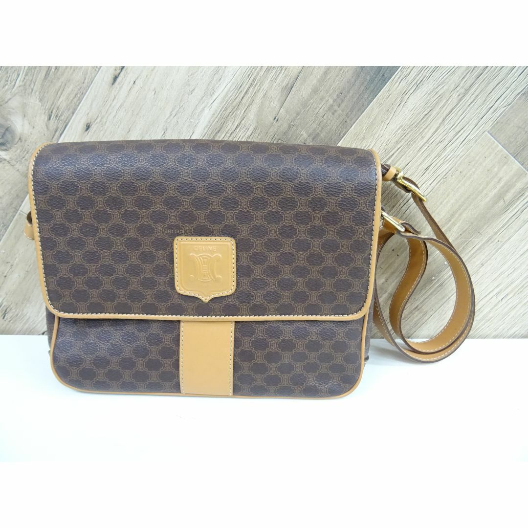 CELINE - M宇001 / CELINE マカダム柄 ショルダーバッグ PVC レザー