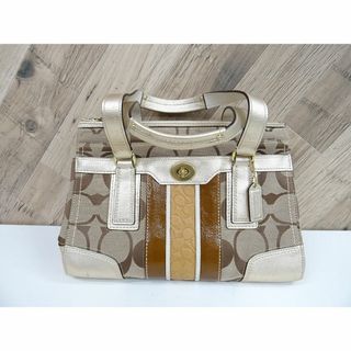 コーチ(COACH)のM宇003 / COACH シグネチャー ハンドバッグ キャンバス レザー(ハンドバッグ)