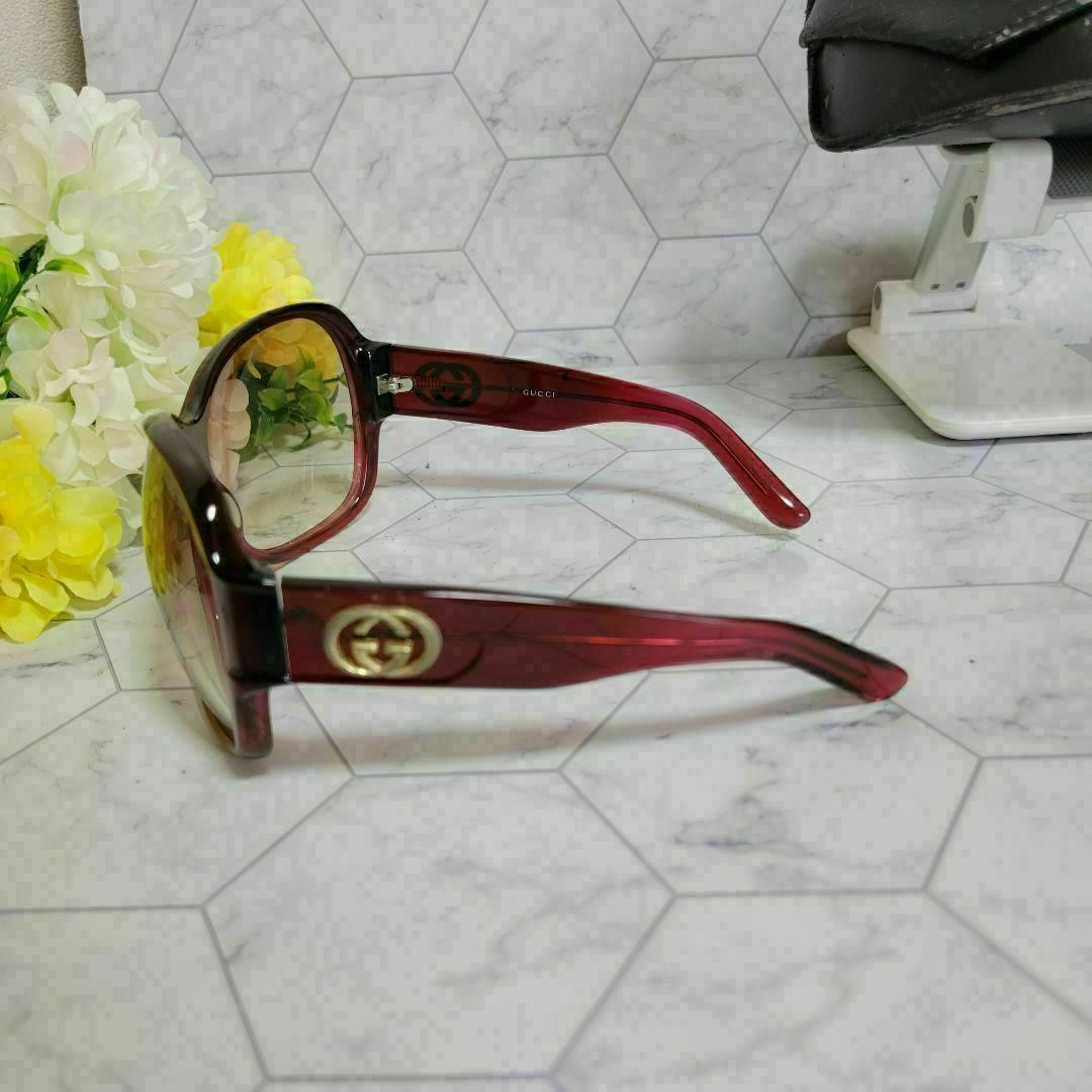 Gucci - GUCCI ロゴ ゴールド×レッド クリア べっこう サングラス