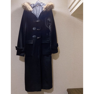 ロングコート ダッフルコート ジャケット ブラック黒 ファー 人気 綺麗めコート(ダッフルコート)