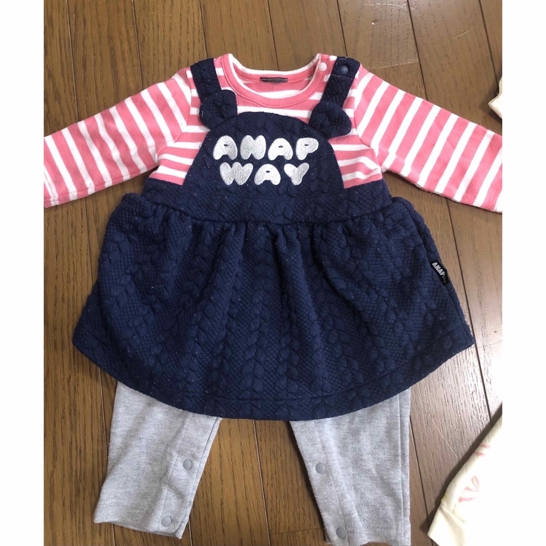 ANAP Kids(アナップキッズ)のANAP ベビーロンパース 2点セット 80cm キッズ/ベビー/マタニティのベビー服(~85cm)(ロンパース)の商品写真