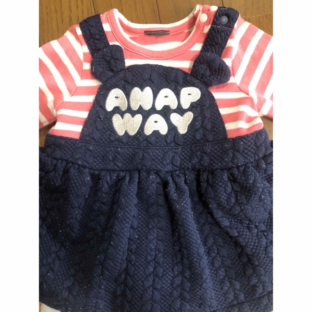 ANAP Kids(アナップキッズ)のANAP ベビーロンパース 2点セット 80cm キッズ/ベビー/マタニティのベビー服(~85cm)(ロンパース)の商品写真