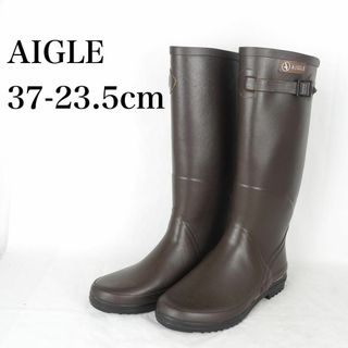 AIGLE*エーグル*レインブーツ*37-23.5cm*茶*B3587