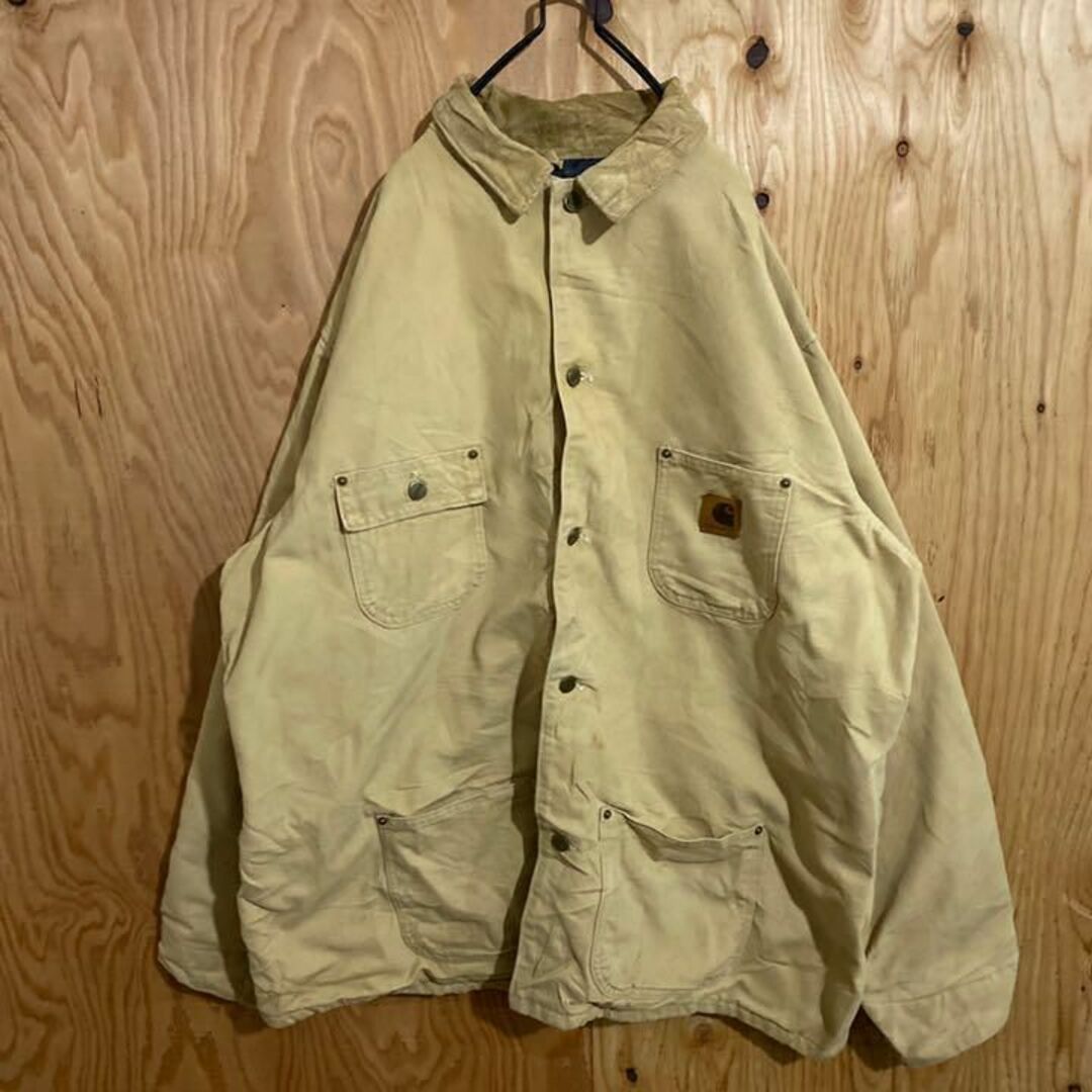 carhartt - カーハート ダックジャケット USA古着 90s ベージュ ロゴ