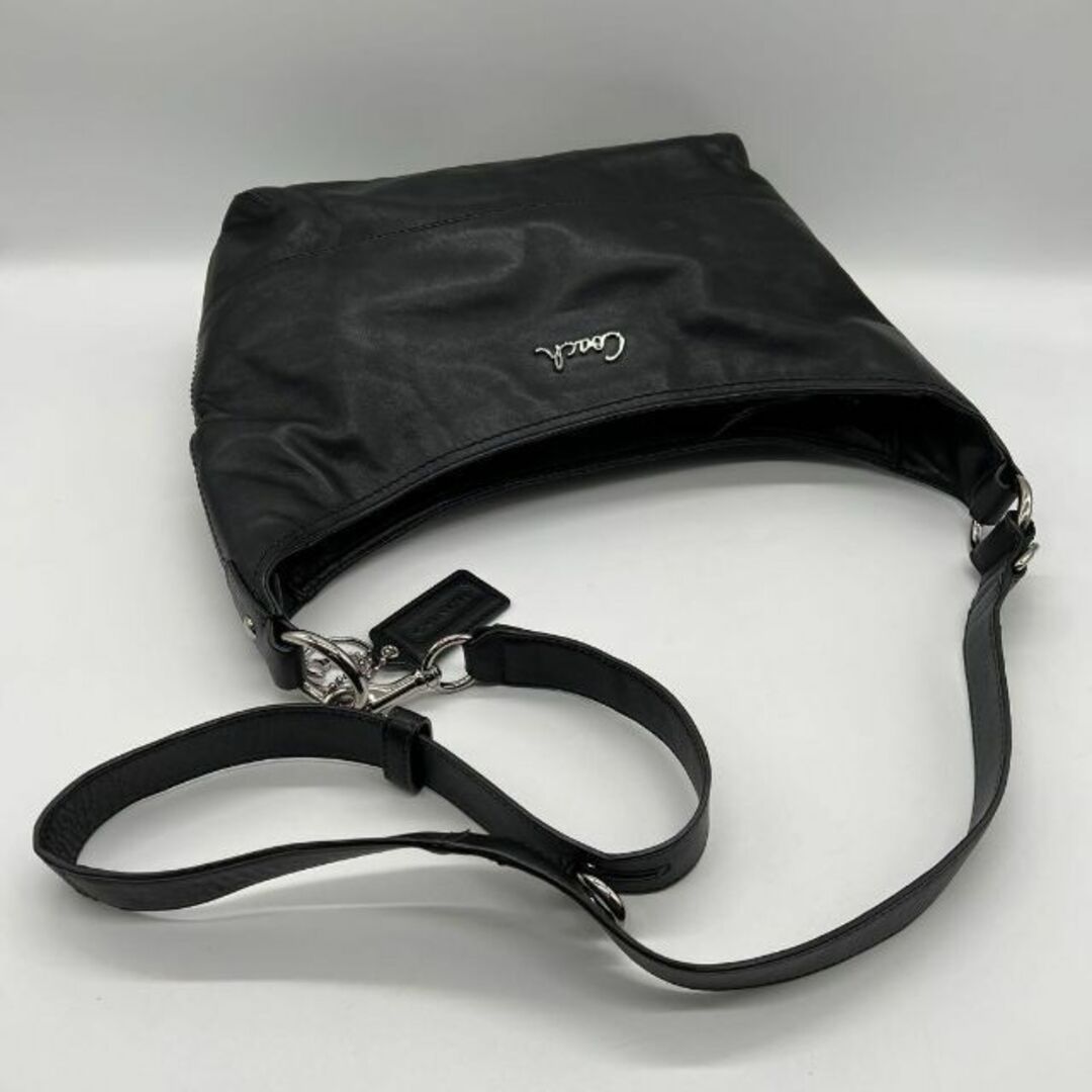美品 COACH 440 ショルダーバッグ オールレザー ベルト ブラック 黒-