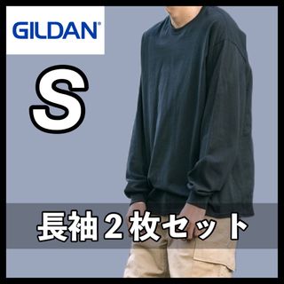 ギルタン(GILDAN)の新品未使用 ギルダン 6oz ウルトラコットン 無地 ロンT 黒2枚 S(Tシャツ/カットソー(七分/長袖))