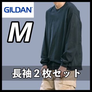 ギルタン(GILDAN)の新品未使用 ギルダン 6oz ウルトラコットン 無地 ロンT 黒2枚 M(Tシャツ/カットソー(七分/長袖))