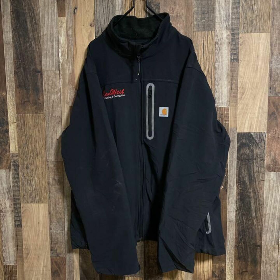 carhartt - カーハート ナイロン ジップアップ ジャケット 黒 ロゴ XL