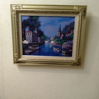 肉質油絵　横　F6 オランダ風景　竹内敏彦　額装仕上げ品(絵画/タペストリー)