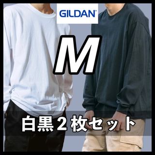 ギルタン(GILDAN)の新品未使用 ギルダン 6oz ウルトラコットン 無地ロンT 白黒２枚 M(Tシャツ/カットソー(七分/長袖))