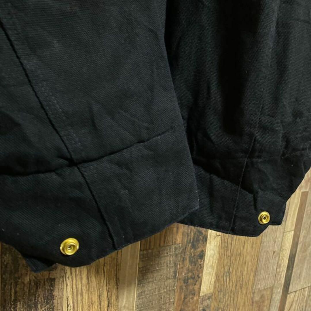 企業 ロゴ ダック ジャケット コーデュロイ 古着 アウター ブラック 2XL