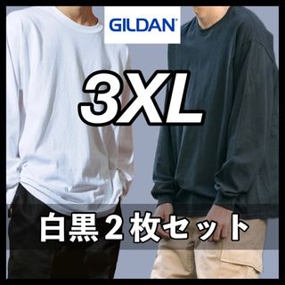 ギルタン(GILDAN)の新品未使用 ギルダン 6oz ウルトラコットン 無地ロンT 白黒２枚 3XL(Tシャツ/カットソー(七分/長袖))