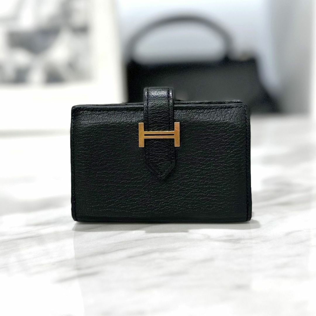 Hermes - 美品☆ エルメス ベアンミニ シェーブル 黒 ゴールド金具 Y ...