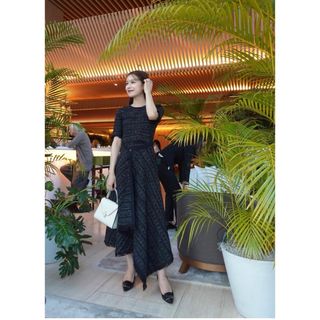 Laubeblanc Tweed knit Wrap dress ブラック