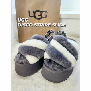 レア✳︎ UGG アグ DISCO STRIPE SLIDE 厚底 ファーサン…-