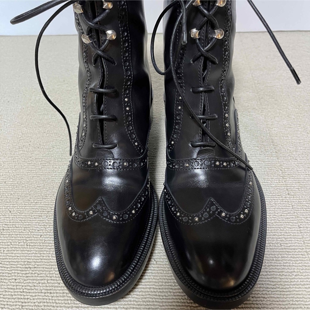 SARTORE - 35 SARTORE レースアップ ショートブーツ 黒 スタッズ