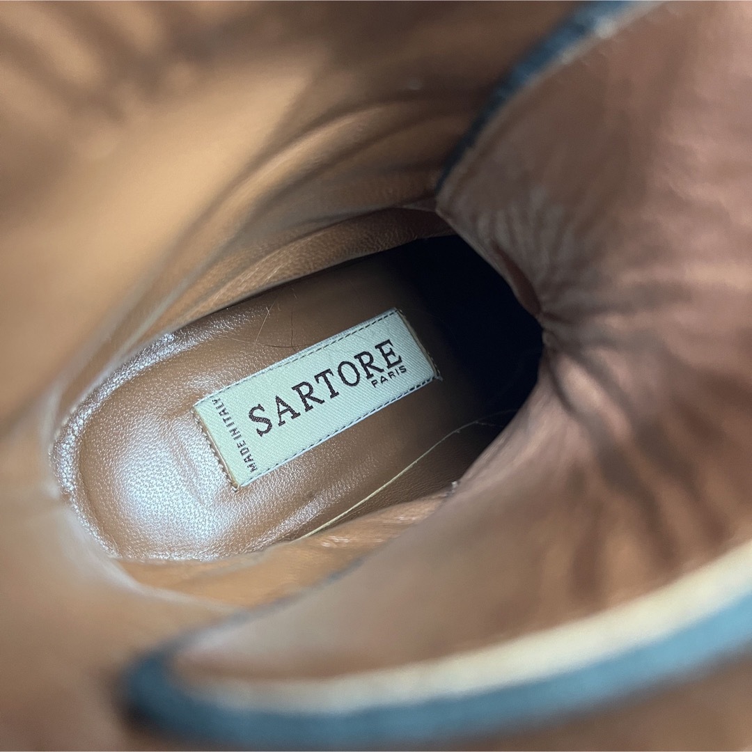 SARTORE - 35 SARTORE レースアップ ショートブーツ 黒 スタッズ