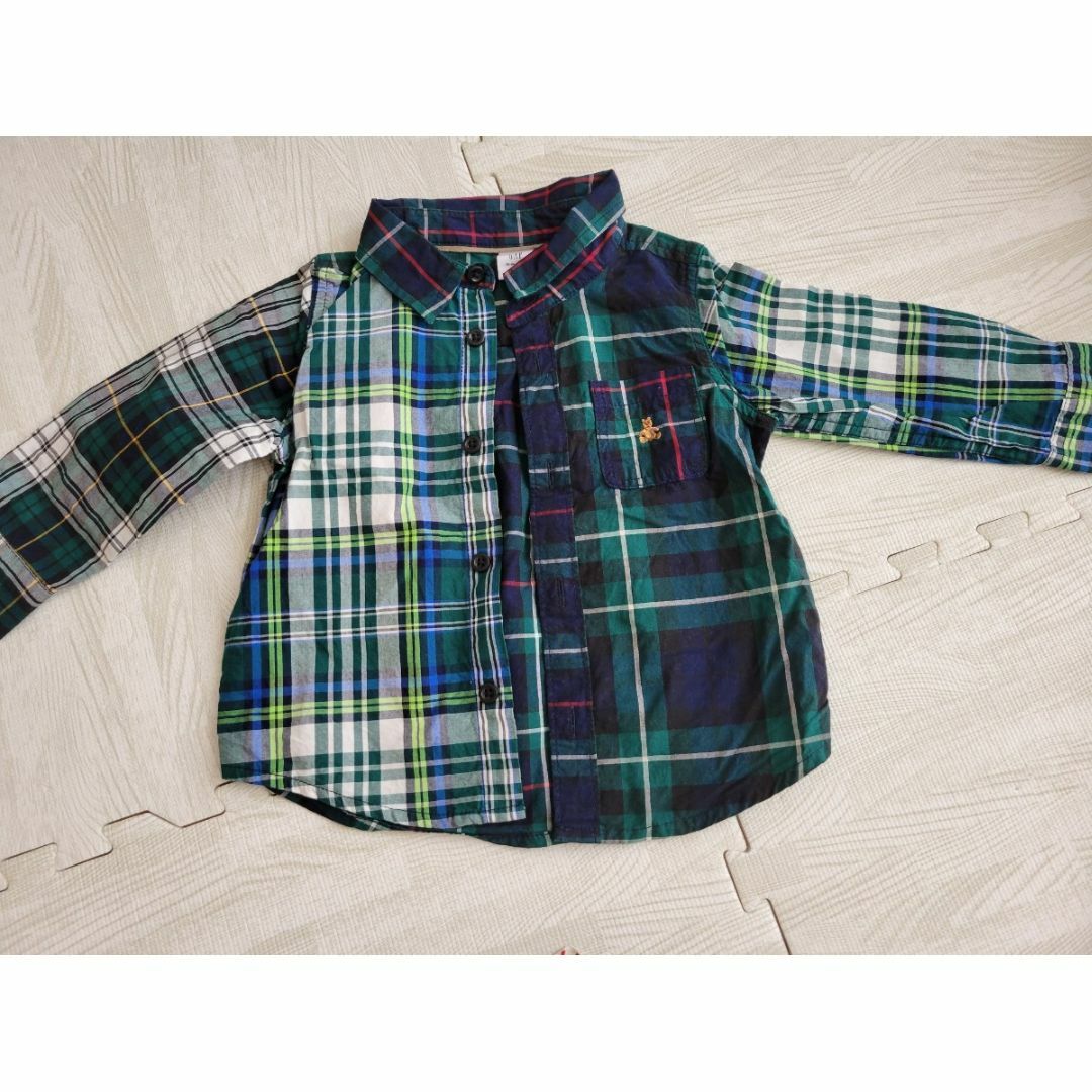 babyGAP(ベビーギャップ)のGAP 　セットアップ　シャツ　ズボン　チェック柄　90サイズ　グリーン　 キッズ/ベビー/マタニティのキッズ服男の子用(90cm~)(Tシャツ/カットソー)の商品写真