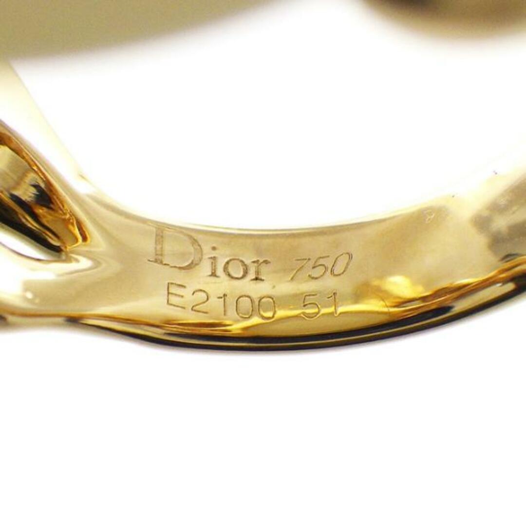 Christian Dior(クリスチャンディオール)のクリスチャンディオール Christian Dior リング リーフ かたつむり オーバル カボションカット フェルスパー 1ポイント ダイヤモンド K18YG 11号 / #51 【中古】 レディースのアクセサリー(リング(指輪))の商品写真